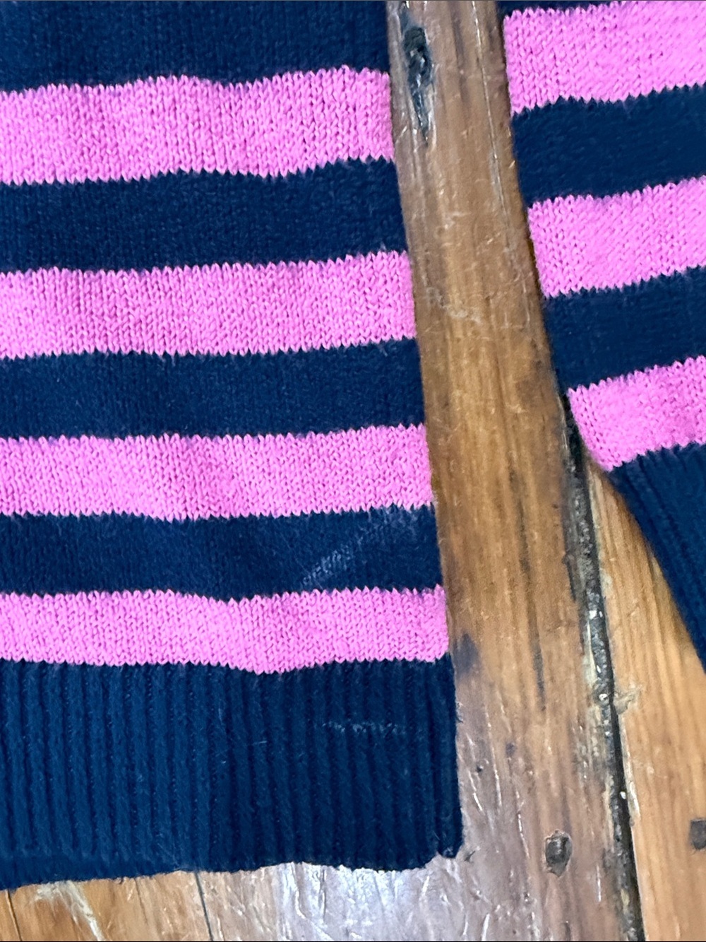 LOFT Navy and Pink Striped Sweater with buttons size large - Picture 4 of 11